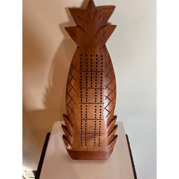Signed Blair's Koa Wood Pineapple Cribbage Board Hawaii Carved Vintage - Picture 2 of 3